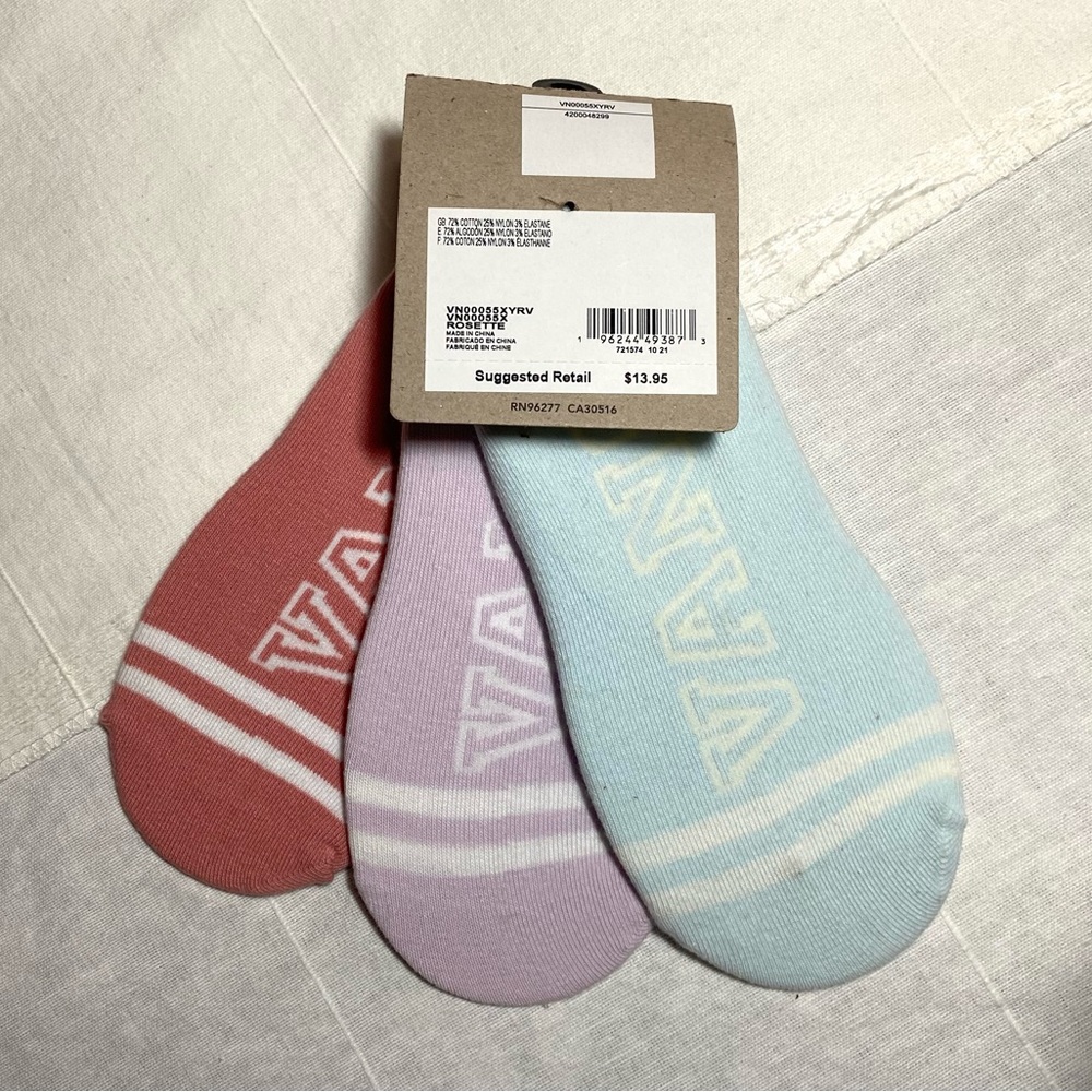 Vans Women's No-Show Sock Set - Light Blue, Lavender, Coral - Picture 3 of 4